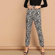 Shein Leopard Print Elastic Hem Pants