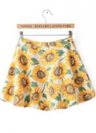Rosewe Cute Sunflower Print A Line Skirts With Zip