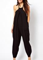 Rosewe Chic Black Off The Shoulder Black Ankle Length Jumpsuit