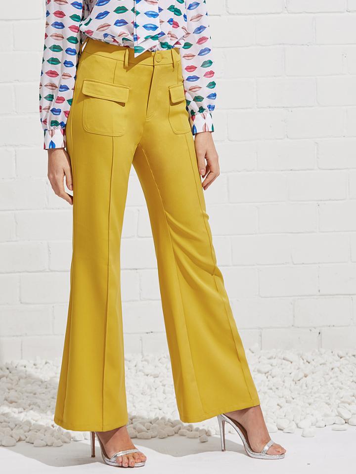 Shein Flap Pocket Front Flared Pants