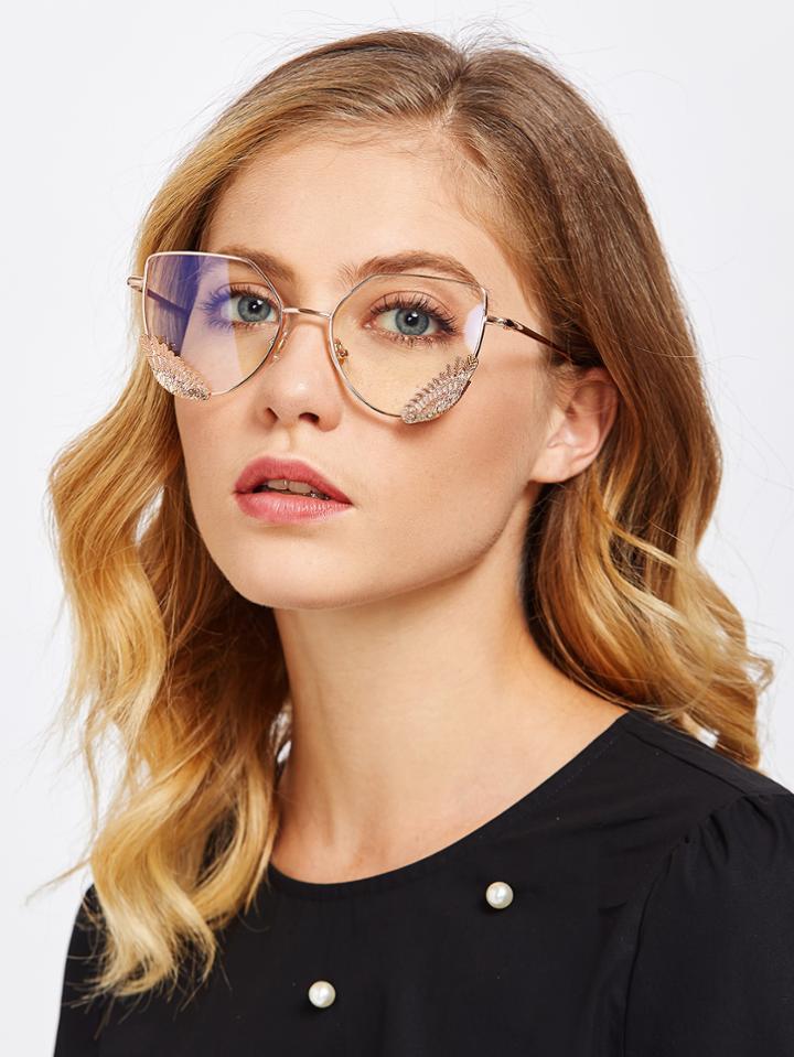 Shein Metal Frame Clear Lens Cat Eye Glasses