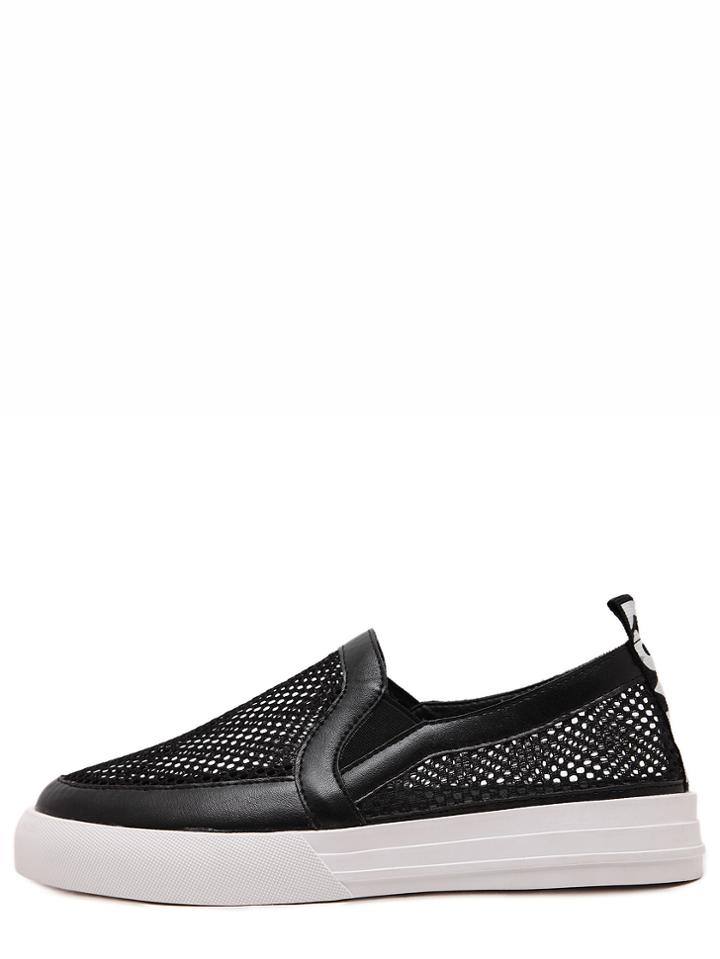 Shein Black Round Toe Hollow Mesh Flats