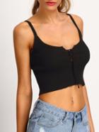 Shein Spaghetti Strap Ribbed Lace Up Cami Top