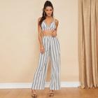 Shein Striped Crop Top & Wide Leg Striped Pants Set