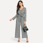 Shein Button Embellished Self Belted Palazzo Jumpsuit