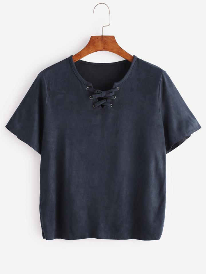 Shein Grommet Lace Up T-shirt