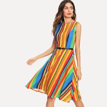 Shein Rainbow Stripe Tank Dress