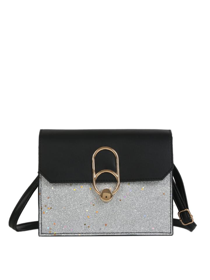 Shein Two Tone Flap Glitter Bag