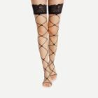 Shein Lace Cuff Thigh High Net Socks