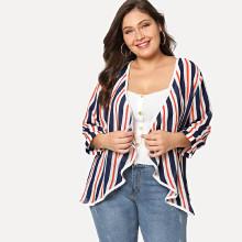 Shein Plus Striped Asymmetrical Blazer