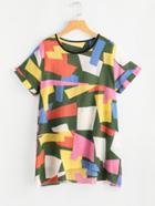 Shein Abstract Geo Print Dip Hem Tee Dress