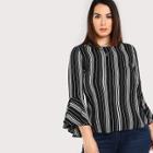 Shein Plus Trumpet Sleeve Striped Top