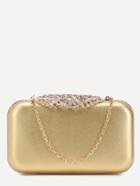 Shein Golden  Pu Crystal Shell Trim Evening Bag