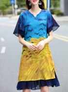 Shein V Neck Oil Paint Dress