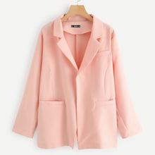 Shein Plus Pocket Front Notched Neck Coat