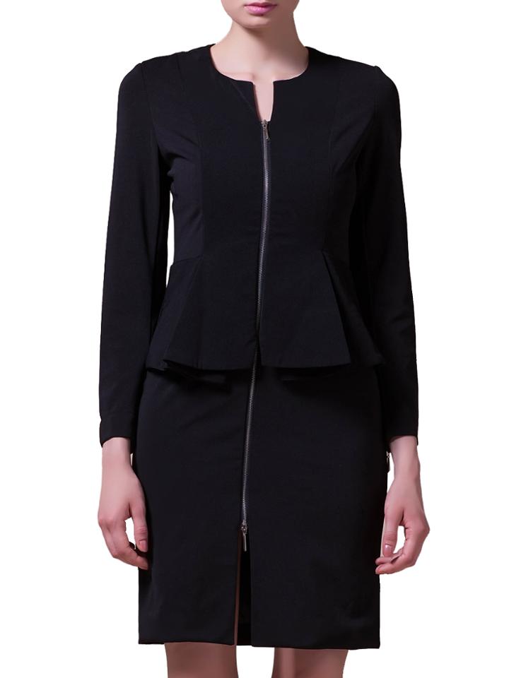 Shein Black Peplum Zipper Sheath Dress
