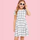 Shein Girls Grid A-line Flared Dress