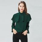 Shein Stand Neck Ruffle Shirt