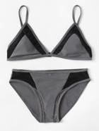Shein Contrast Panel Triangle Bikini Set