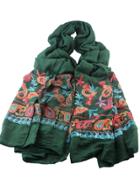 Shein Green Bohemian Style Flower Printed Scarf For Ladies