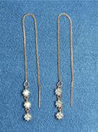 Shein Rosegold New Design Rhinestone Long Chain Earrings