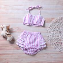 Shein Girls Striped Ruffle Bikini Set