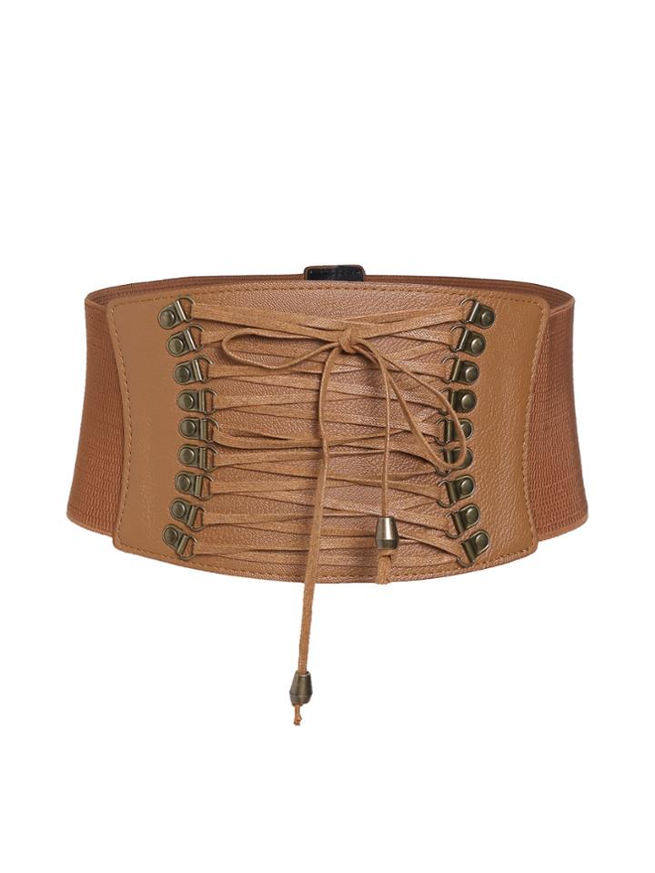 Shein Camel Lace Up Corset Belt