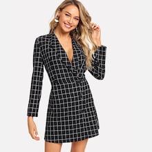 Shein Plaid Shawl Collar Single Breasted Blazer
