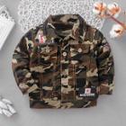 Shein Boys Contrast Stitching Patched Camo Jacket