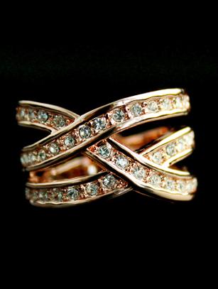Shein Gold Crystal Cross Ring
