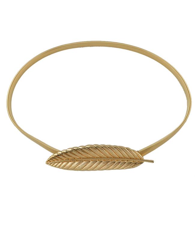 Shein Gold Plated Leaf Elastic Waist Belt