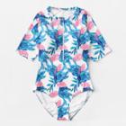Shein Plus Leaf Print Zipper Swimsuit