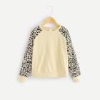 Shein Girls Keyhole Back Leopard Sleeve Pullover