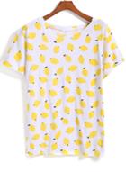 Shein Yellow Short Sleeve Lemon Print T-shirt