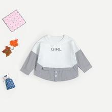 Shein Toddler Girls Letter Print Contrast Striped Sweatshirt