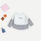 Shein Toddler Girls Letter Print Contrast Striped Sweatshirt