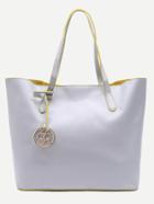 Shein Light Grey Pu Simple Tote Bag