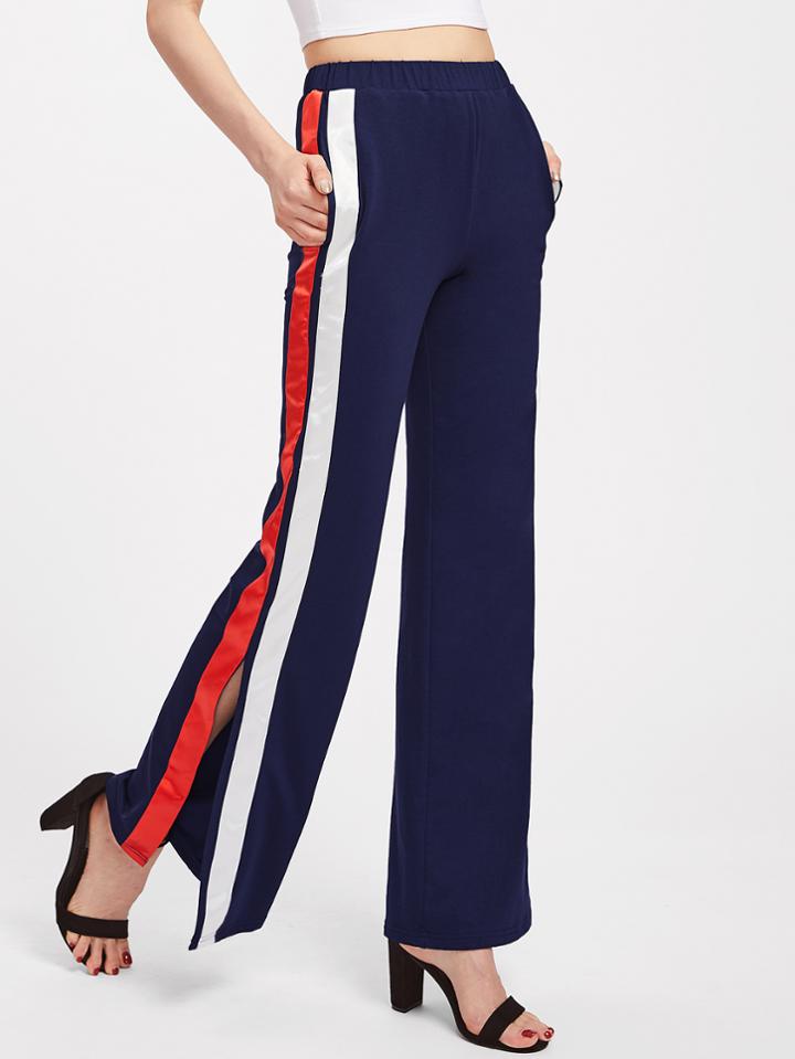 Shein Split Striped Side Pants