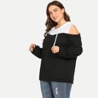 Shein Plus Cold Shoulder Two Tone Hoodie