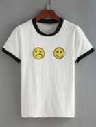 Shein Contrast Expression Patch T-shirt
