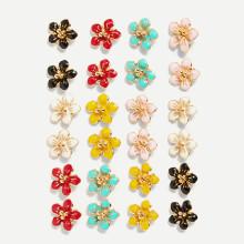 Shein Flower Shape Stud Earrings Set 12pairs