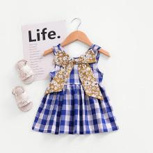 Shein Girls Bow Back Gingham Vest Dress