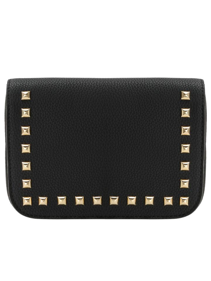 Shein Black Studded Snap Button Flap Bag
