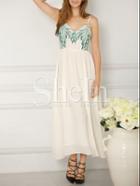 Shein White Spaghettic Strap Bow Tie Back Maxi Dress