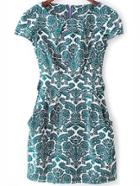 Shein Short Sleeve Rockabilly Peasant Floral Bow Camo Slim Dress