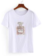 Shein Sequin Perfume T-shirt - White