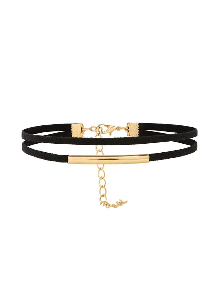 Shein Metal Detail Layered Velvet Choker