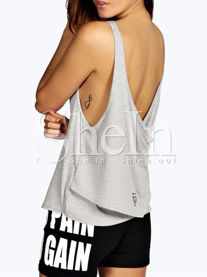 Shein Grey Sleeveless Backless Tank Top