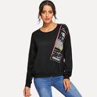 Shein Drop Shoulder Tag Print Sweatshirt