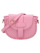 Shein Braided Trim Snap Flap Pink Saddle Bag